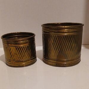 Vintage Brass Planter Set